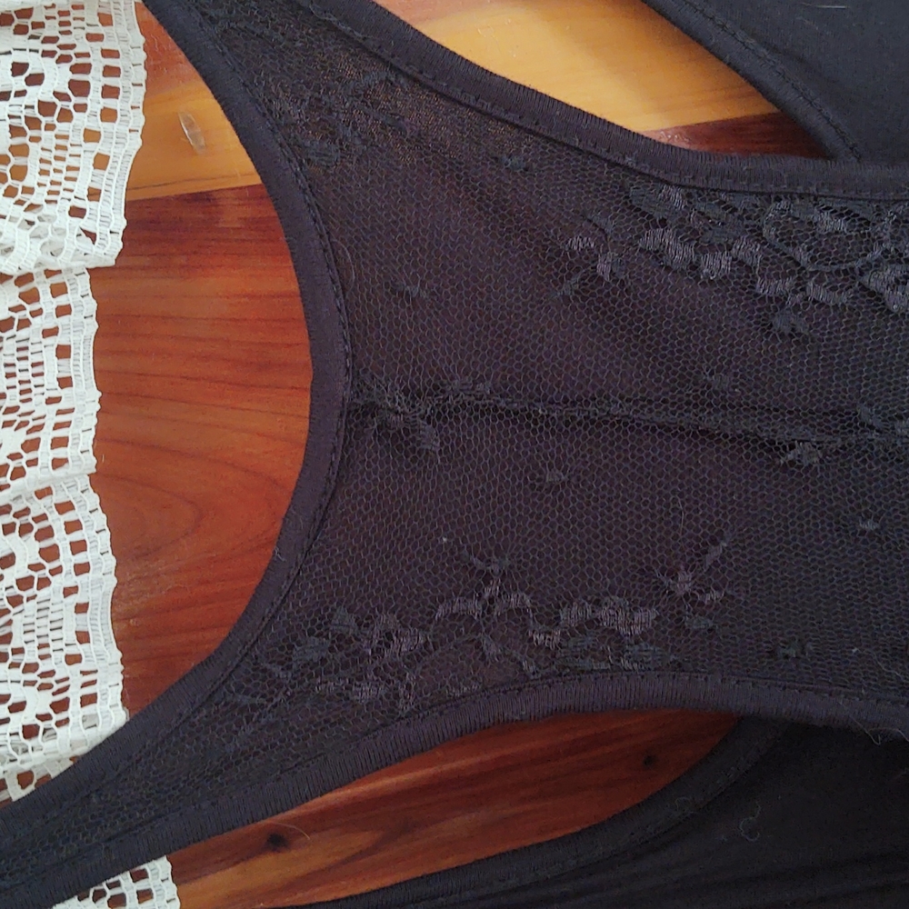 Active Basic Black Lace Top Size Medium - image 6